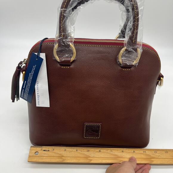 Dooney & Bourke Handbags Florentine Leather Domed Satchel Chestnut - Picture 6 of 16